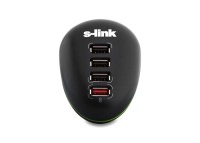 S-link SL-1041P Hızlı Şarj 4 Port Usb Katlanabilir Taşınabilen Ev Şarj Adaptörü - 1